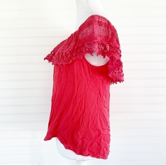 Lace coral blouse Size 1x - Picture 4 of 8